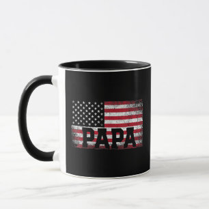 Mens Papa American Flag Father's Day 4th of July G Mug
