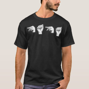 Mens PAPA ASL American Sign Language Best Fathers  T-Shirt