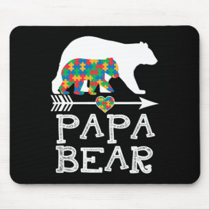 Mens Papa Bear Autism Men Father Daddy Autism Awar Mouse Pad