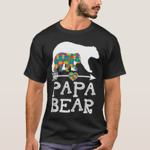 Mens Papa Bear Autism Men Father Daddy Autism Awar T-Shirt