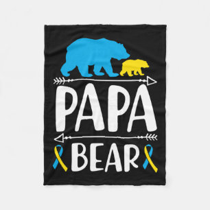 Mens Papa Bear Down Syndrome Awareness Proud Dad Fleece Blanket
