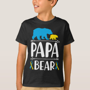 Mens Papa Bear Down Syndrome Awareness Proud Dad T-Shirt