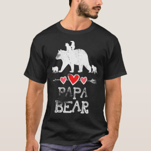 Mens Papa Bear Fathers Day Fun 4 Cub Kid Grandpa T-Shirt