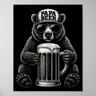 Mens Papa Beer - Funny Dad Bear Drinking Humour 1 Poster