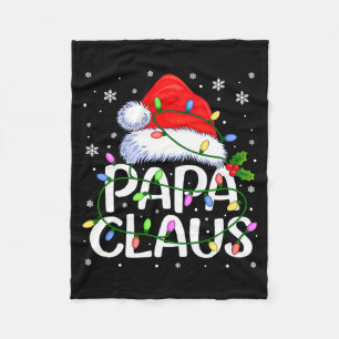 Mens Papa Claus Christmas Lights Long Sleeve  Fleece Blanket