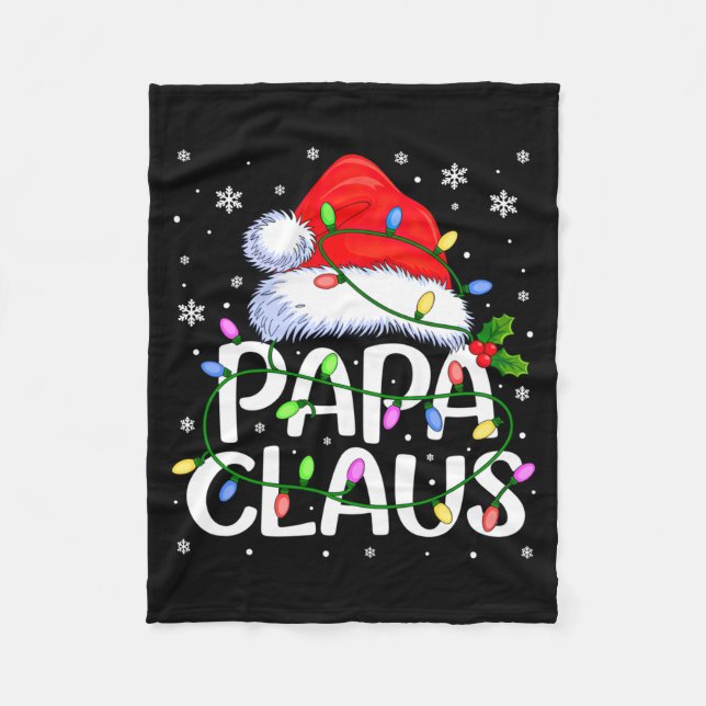 Mens Papa Claus Christmas Lights Long Sleeve  Fleece Blanket (Front)
