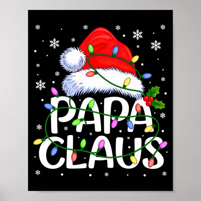 Mens Papa Claus Christmas Lights Long Sleeve  Poster (Front)