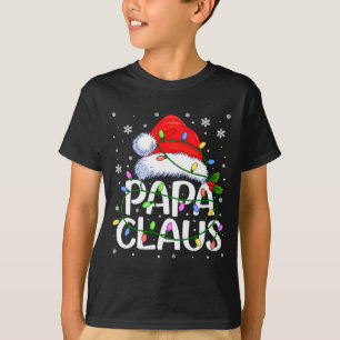 Mens Papa Claus Christmas Lights Long Sleeve  T-Shirt