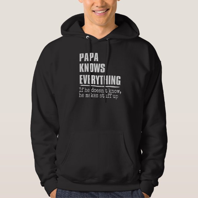 Mens Papa Knows Everything  60th   Father's Day Hoodie (Front)