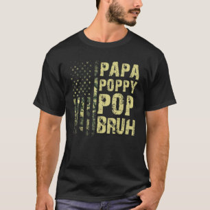 Mens Papa Poppy Pop Bruh Veteran Usa Flag Camoufla T-Shirt