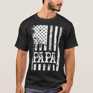 Mens Papa Tennis Fathers Day Idea With Usa Flag T-Shirt