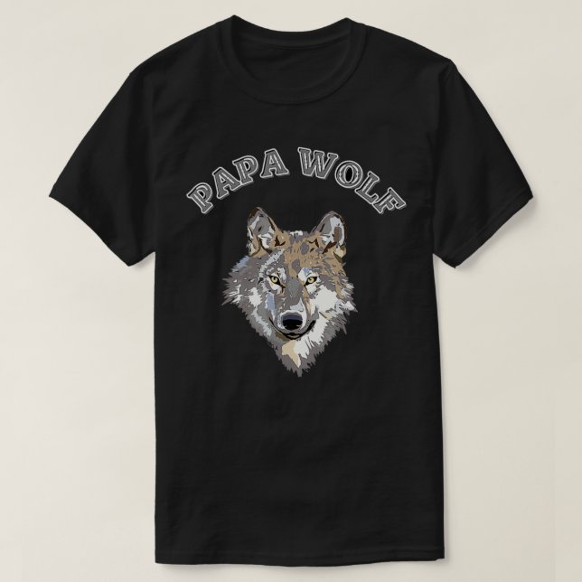Mens Papa Wolf Tshirt Funny Camping Matching Famil (Design Front)
