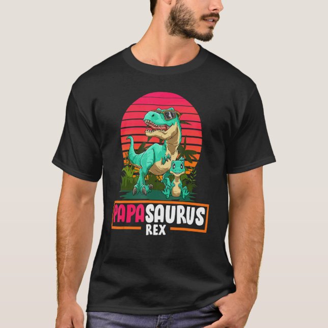Mens Papasaurus Dadasaurus Cool Dinosaur Dad Son D T-Shirt (Front)
