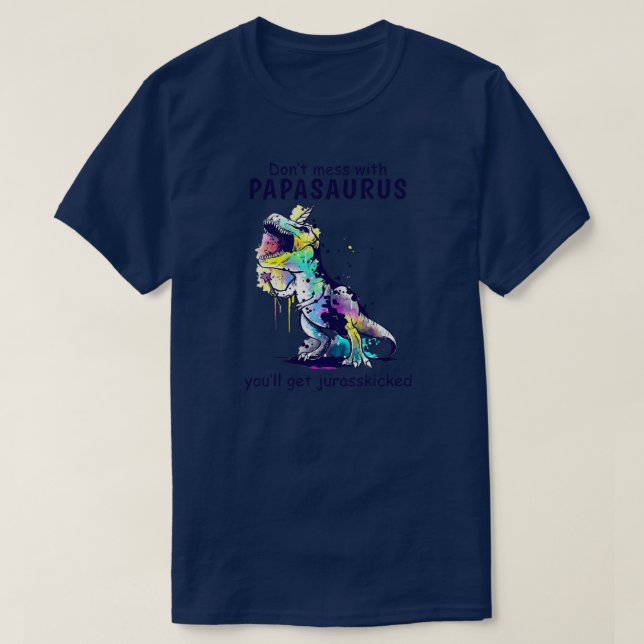 Mens PapaSaurus Men Papa Saurus T Rex Birthday T-Shirt (Design Front)