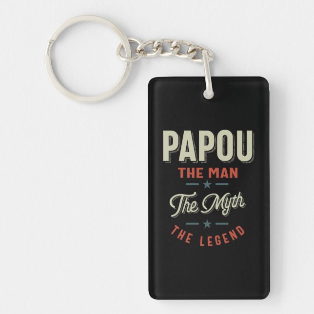 Mens Papou Shirt Gift: The Man The Myth The Legend Keychain (Front)