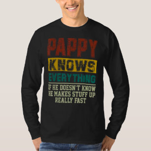 Mens Pappy Knows Everything Vintage Pappy  Dad Fat T-Shirt