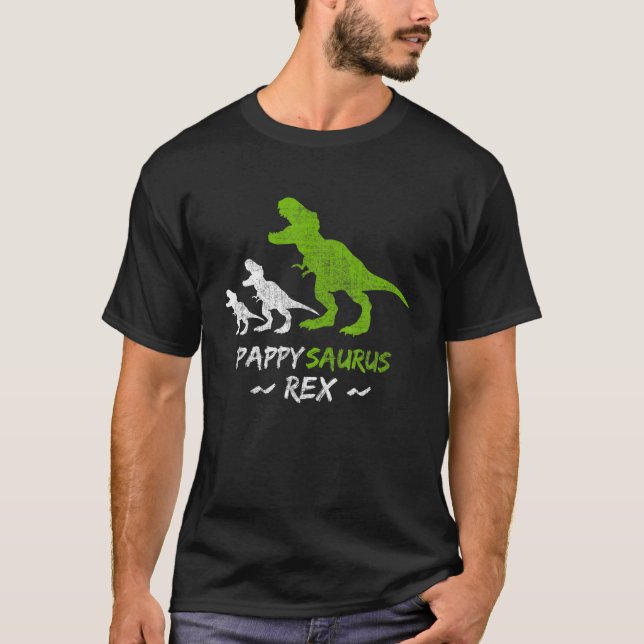 Mens Pappysaurus Funny Rex Pappy Saurus Dinosaur V T-Shirt (Front)