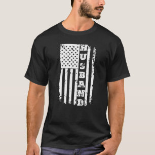 Mens Patriotic American Flag Father Day  Dad  Husb T-Shirt