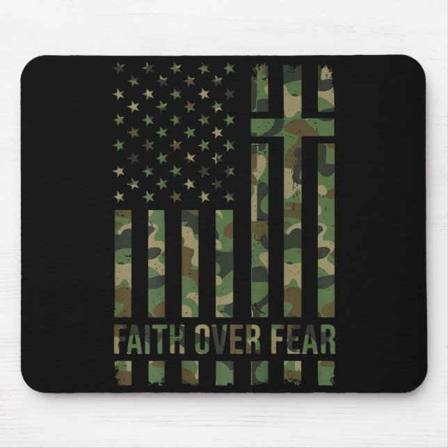 Men's Patriotic Christian Faith Over Fear American Mouse Pad (Front)