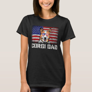 Mens Patriotic Corgi Dad American Flag 4th Of July T-Shirt