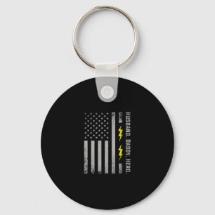 Mens Patriotic Electrician Dad American Flag Fars Keychain