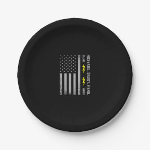Mens Patriotic Electrician Dad American Flag Fars Paper Plate