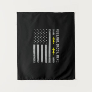 Mens Patriotic Electrician Dad American Flag Fars Tapestry