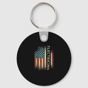 Mens Patriotic Electrician Gifts American Usa Flag Keychain