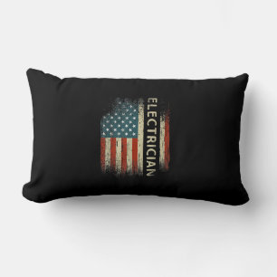 Mens Patriotic Electrician Gifts American Usa Flag Lumbar Pillow