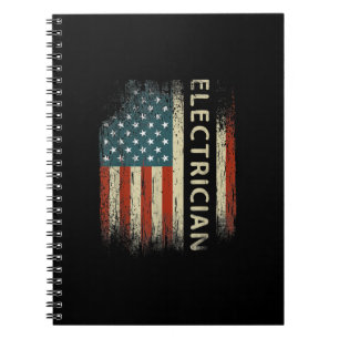 Mens Patriotic Electrician Gifts American Usa Flag Notebook
