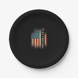 Mens Patriotic Electrician Gifts American Usa Flag Paper Plate
