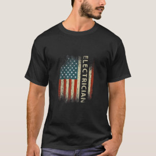 Mens Patriotic Electrician Gifts American Usa Flag T-Shirt