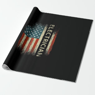 Mens Patriotic Electrician Gifts American Usa Flag Wrapping Paper