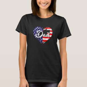 Mens Patriotic Equestrian Dad American Flag Heart T-Shirt