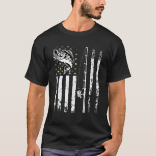 Mens Patriotic Fishing Camouflage USA Flag Bass Fi T-Shirt