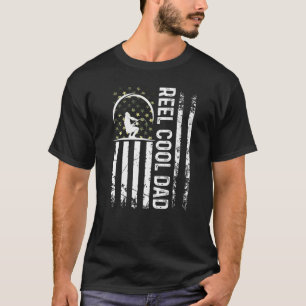 Mens Patriotic Flag Reel Cool Dad For Daddy Husban T-Shirt