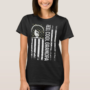 Mens Patriotic Flag Reel Cool Grandpa For Daddy Hu T-Shirt