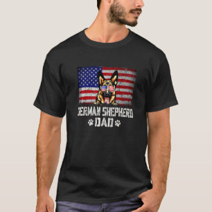 Mens Patriotic German Shepherd Dad American Flag 4 T-Shirt