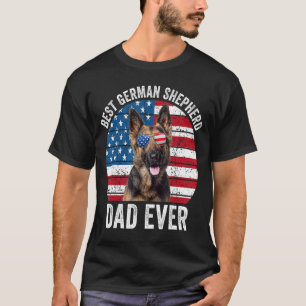 Mens Patriotic German Shepherd Dad American Flag D T-Shirt
