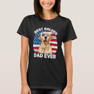 Mens Patriotic Golden Dad American Flag Golden Ret T-Shirt