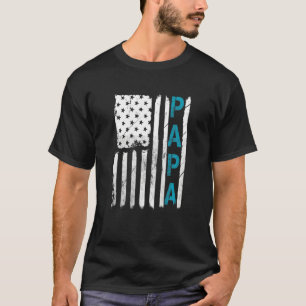 Mens Patriotic Papa Usa American Flag Dad Fathers  T-Shirt