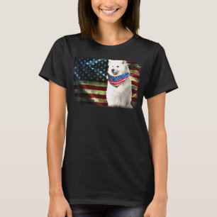 Mens Patriotic Samoyed American Flag Dog Men Women T-Shirt