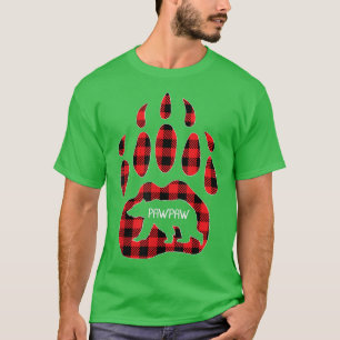 Mens Pawpaw Bear Red Plaid Buffalo Pawpaw Matching T-Shirt