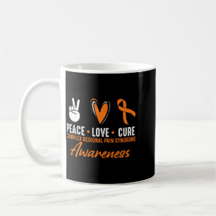 Mens Peace Love Cure Crps Awareness Month Orange Coffee Mug