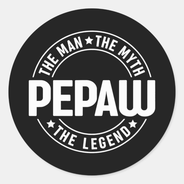 Mens Pepaw The Man The Myth The Legend Father's Classic Round Sticker (Front)