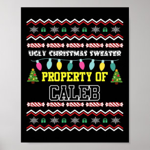 Mens Personalized First Name Caleb Ugly Christmas Poster
