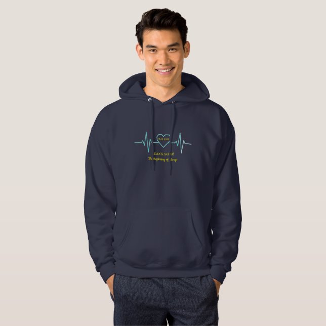 Men's Personalized Heartbeat Anniversary Hoodie -  (Front Full)