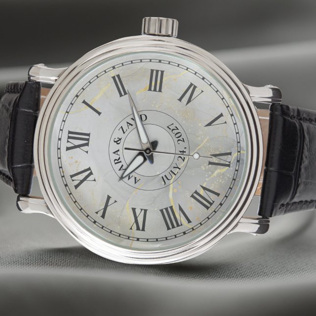 Men's Personalized Vintage Watch – Black Leather (Creator Uploaded)