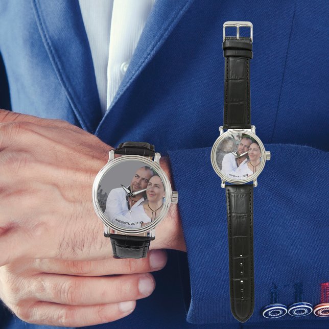 Mens PHOTO Watch 25th 50th Husband ANY Anniversary (Creator Uploaded)