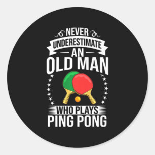 Mens Ping Pong Table Tennis Player Balls Paddle Ga Classic Round Sticker